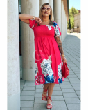 Vzdušné midi plus size šaty s nariaseným topom Fionela 